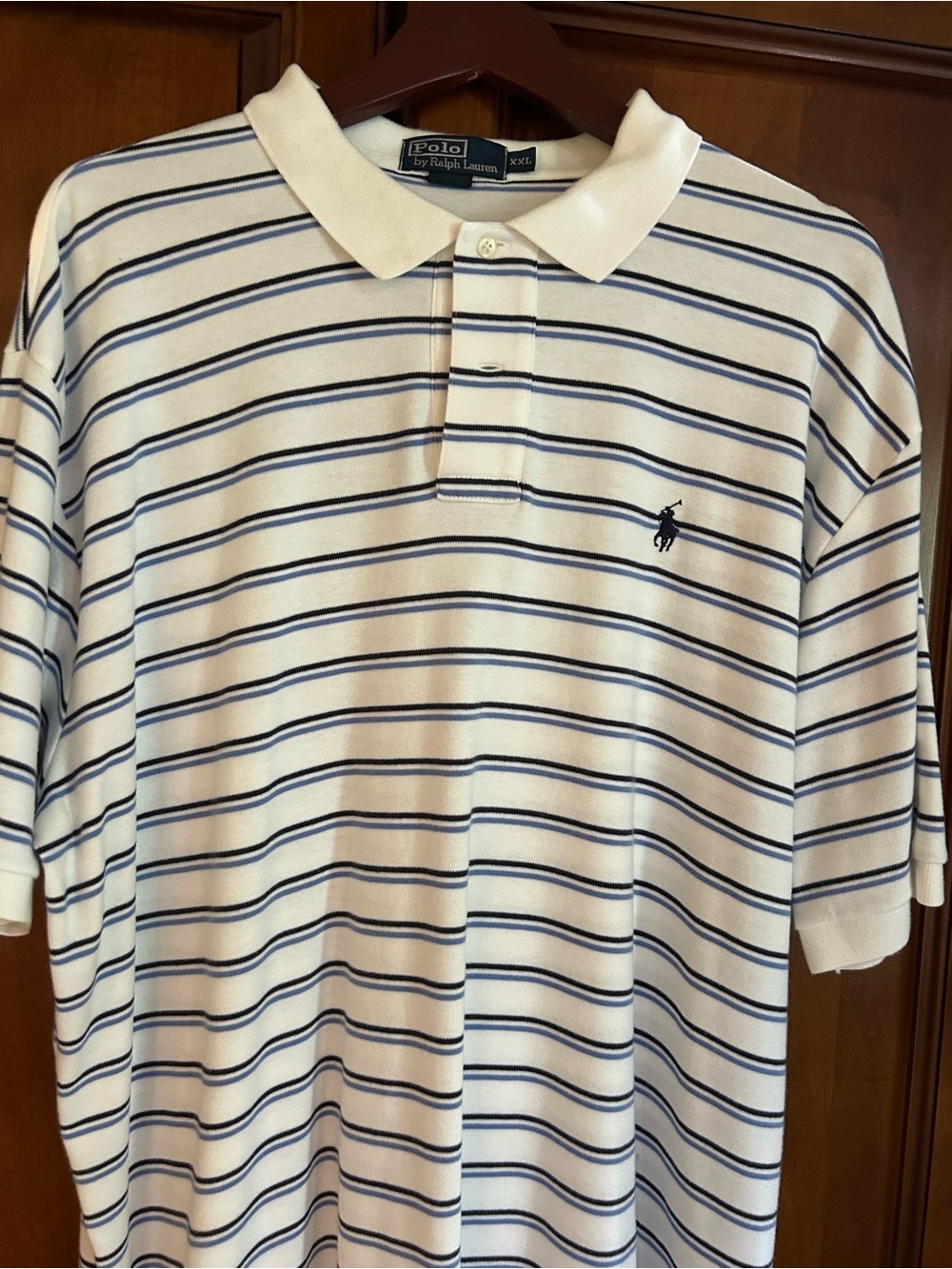 Ralph Lauren White Polo with Navy Stripes